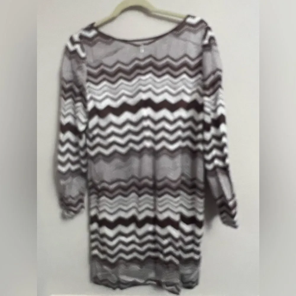 Missoni Zigzag Jacquard Long sleeves Mini Dress Brown & White SZ 10US/46EU - Picture 15 of 15